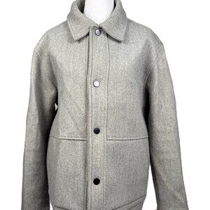 Zara Women's Lined Wool Coat Heathered Gray Sz XL interior pockets snap closure